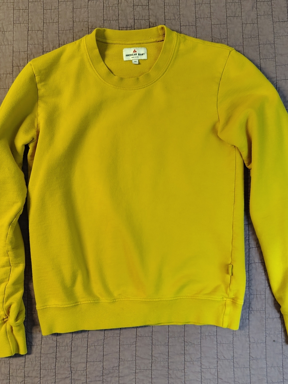 American Giant Made in USA Classic Crewneck Sweatshirt Yellow XS